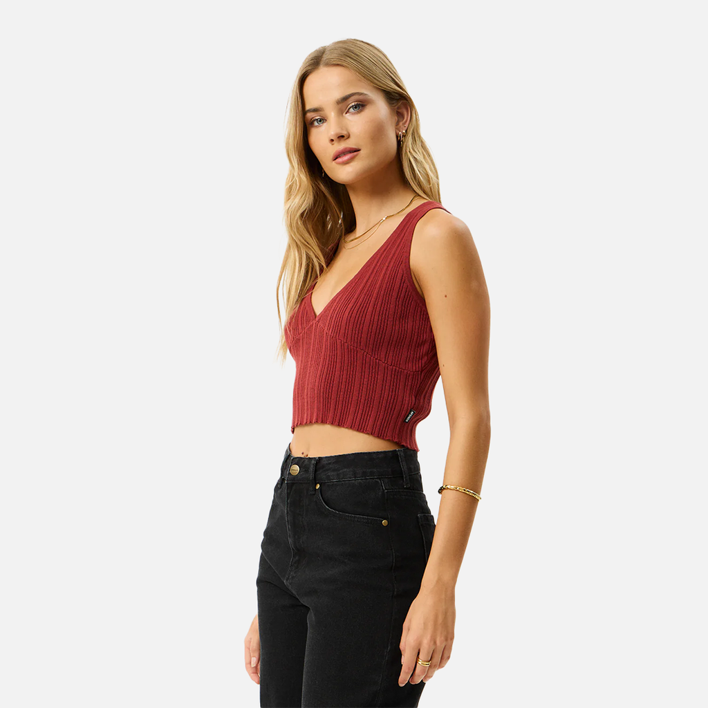 Afends Iris Knit Top - Red Rum