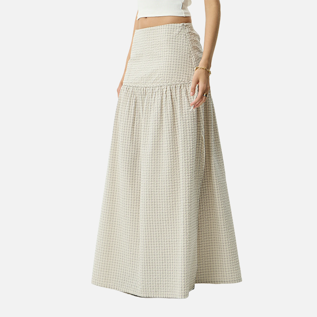 Afends Nadia Maxi Skirt - Reverb Moonbeam Check