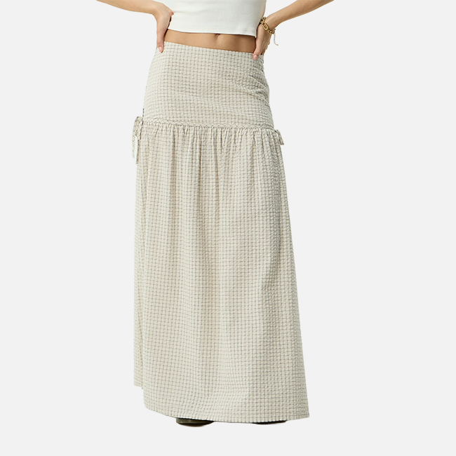 Afends Nadia Maxi Skirt - Reverb Moonbeam Check