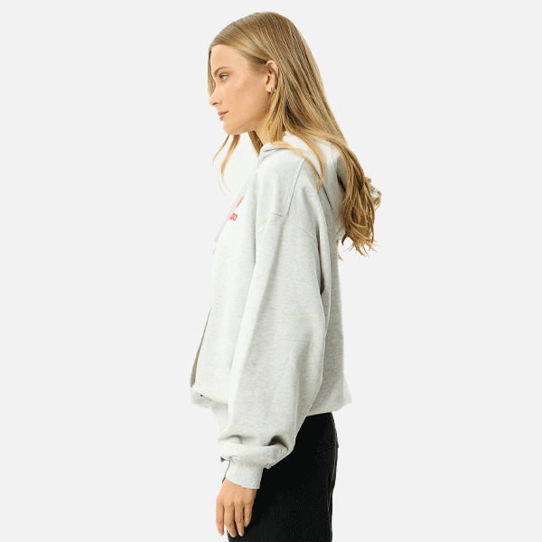 Afends Wonders Boxy Pull On Hood - Grey Marle