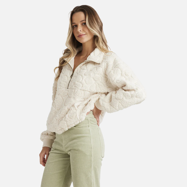 Billabong Fireside Cozy Half Zip Hood - Whitecap