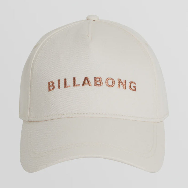 Beige cap with 'Billabong' logo on a light gray background