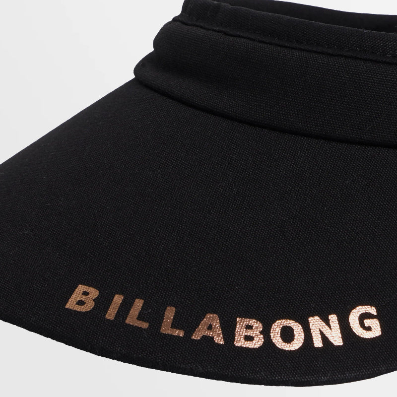 Black visor with 'Billabong' branding on a light gray background