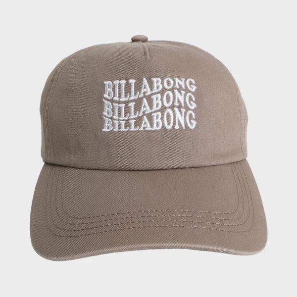 Beige cap with Billabong logo on a light gray background