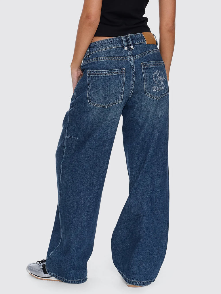Thrills Billie Low Rise Baggy Killer Jean - Teal Blue Used