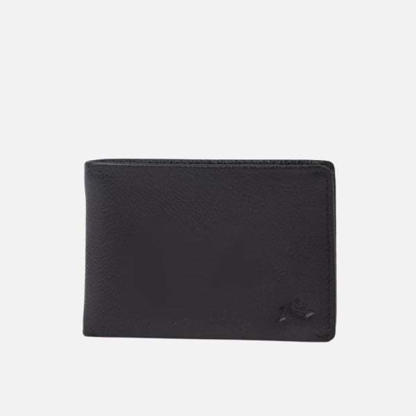 Rusty Busted Leather Wallet - Black