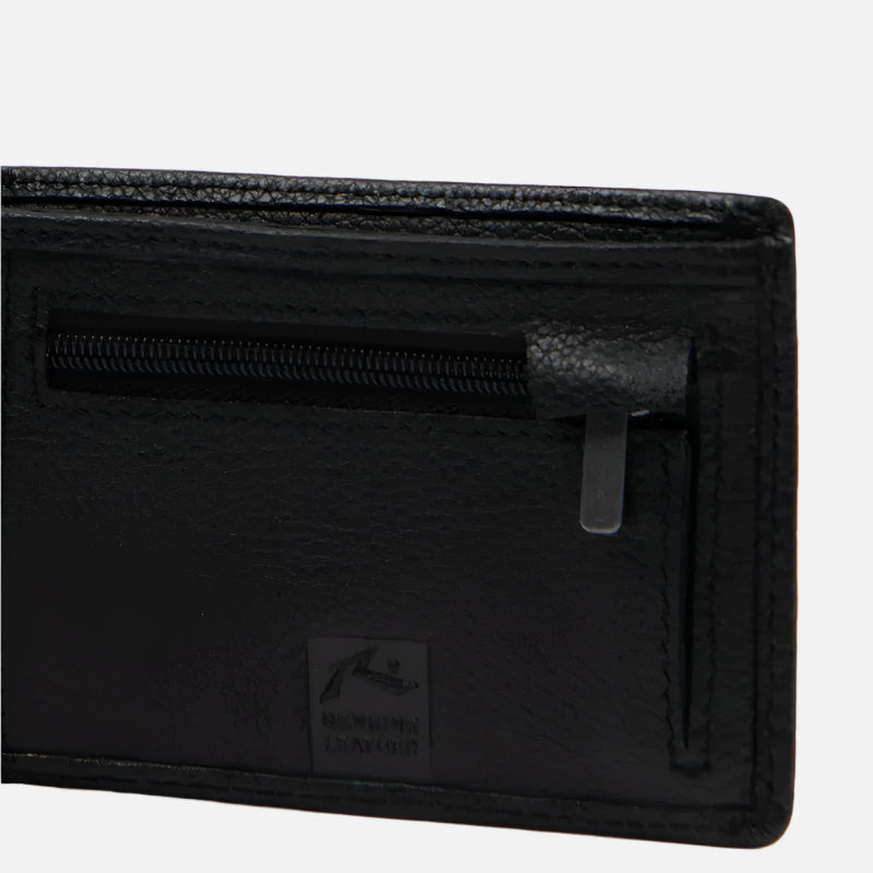 Rusty Busted Leather Wallet - Black