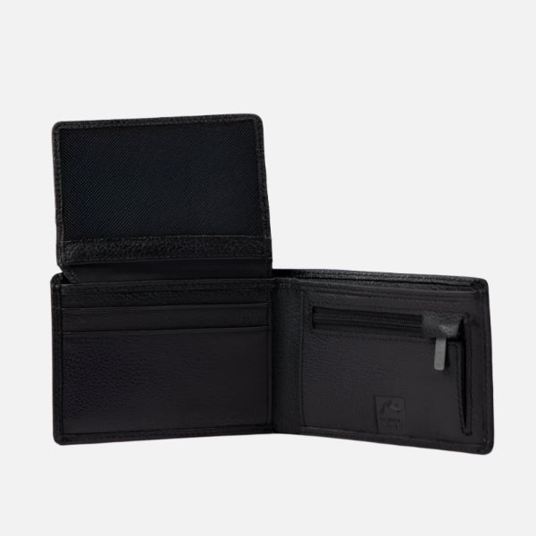 Rusty Busted Leather Wallet - Black