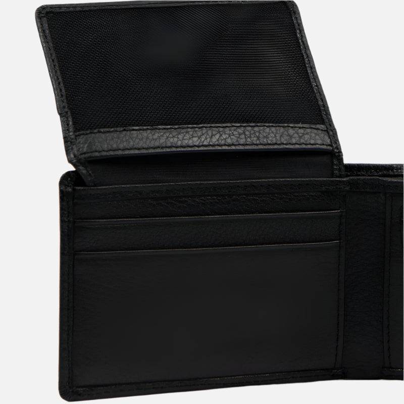 Rusty Busted Leather Wallet - Black