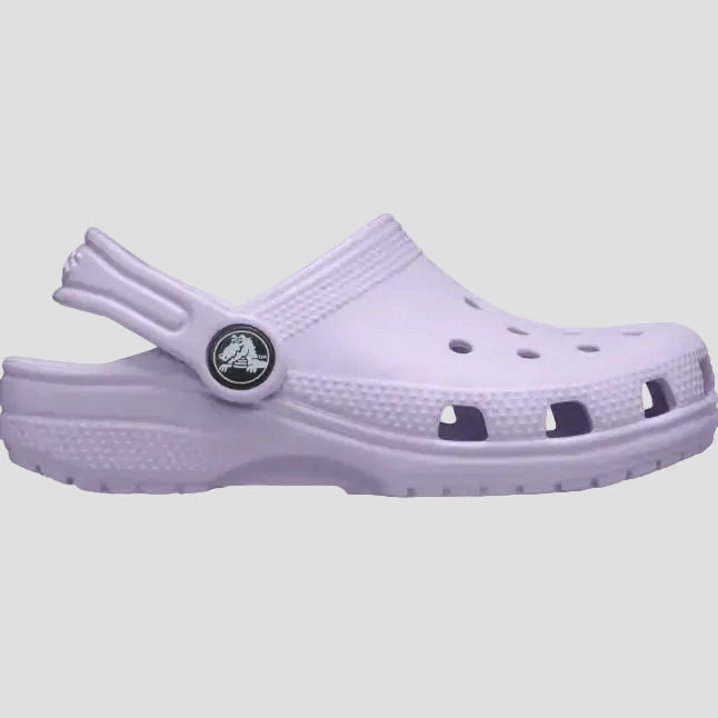 Purple clog shoe on a white background