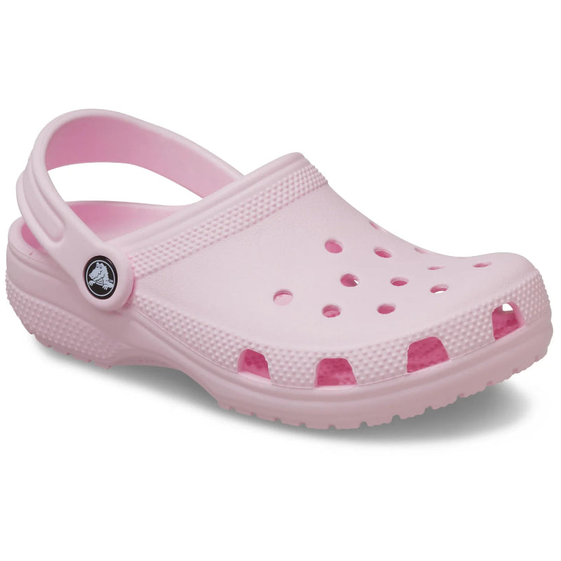 Pink clog shoe on a white background
