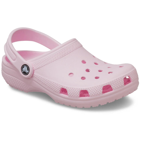 Pink clog shoe on a white background