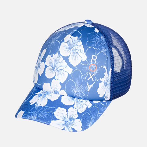 Roxy Girls Honey Coconut Trucker Cap - Nebulas Blue Hippy Hibiscus