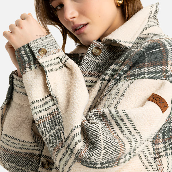 Roxy Check Me Now Jacket - Agave Green Olan Plaid
