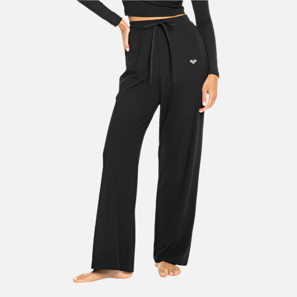 Roxy Rise & Vibe Rib Wide Leg Pants - Anthracite Black