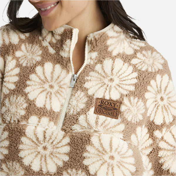 Roxy Jive Talking Polar Fleece 1/4 Zip - Portobella Tile