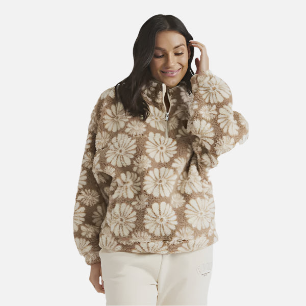 Roxy Jive Talking Polar Fleece 1/4 Zip - Portobella Tile