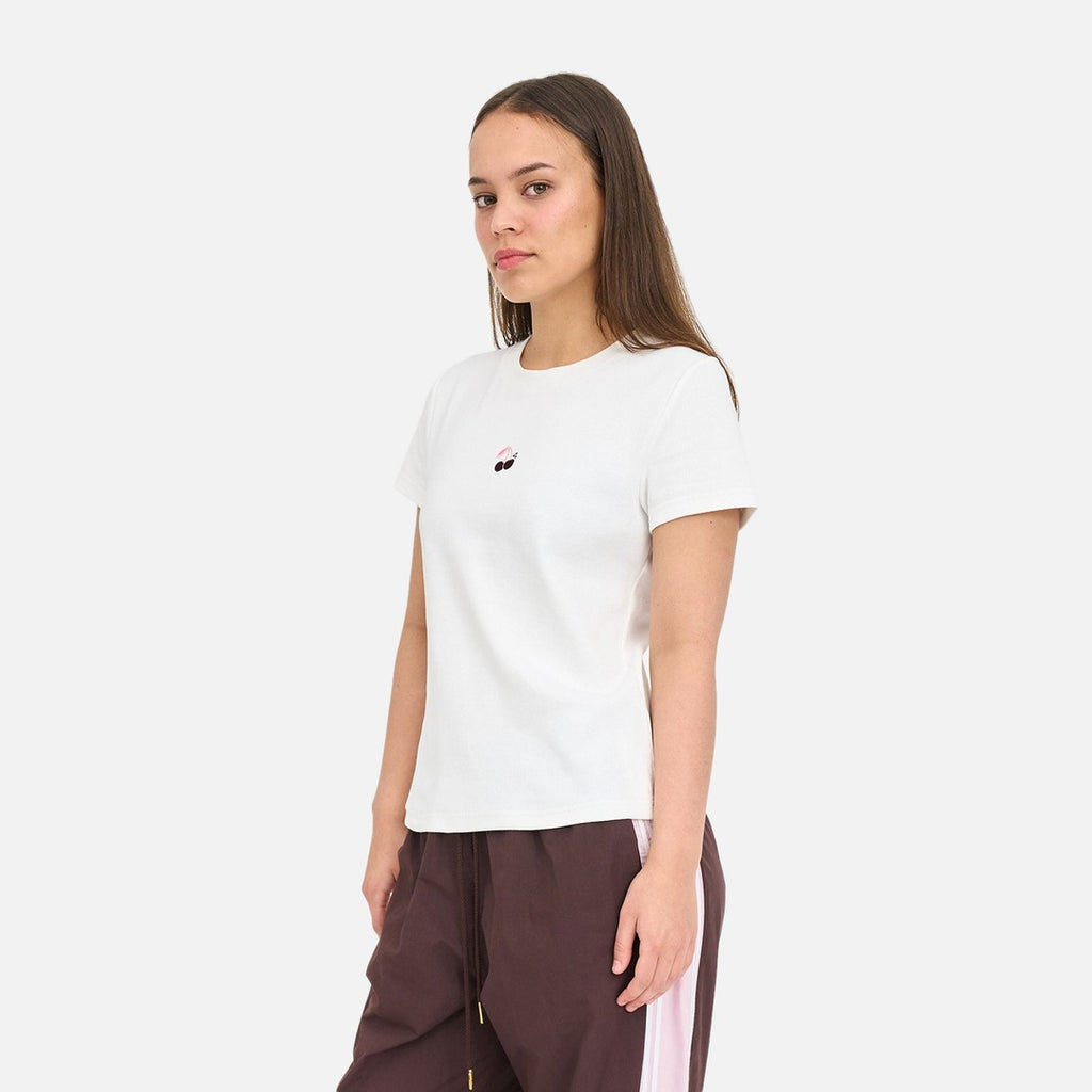 Huffer Cherry Slim Rib Tee - Chalk - view 2 | Propaganda Streetwear & Skate