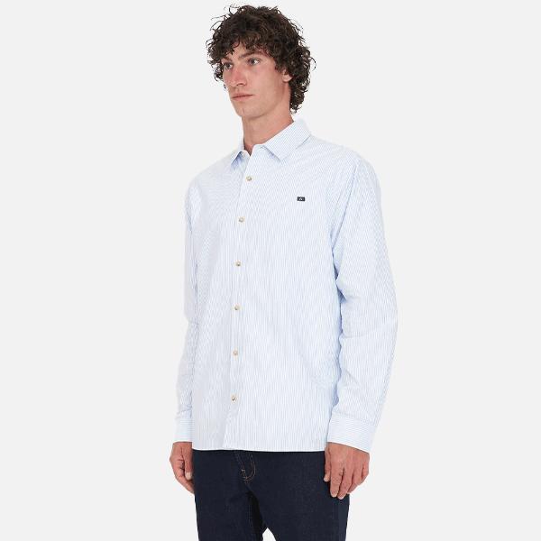 Huffer Classic Oxford Shirt - Blue Stripe