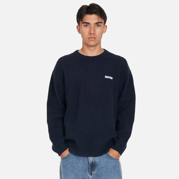 Huffer Fleet Knit Crew - Navy