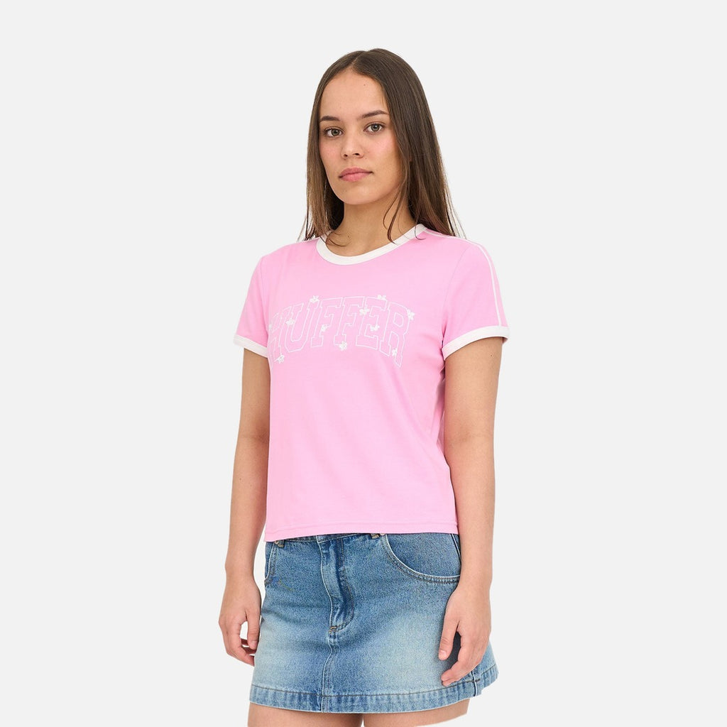 Huffer In Bloom Ringer Tee - Guava - view 3 | Propaganda Streetwear & Skate