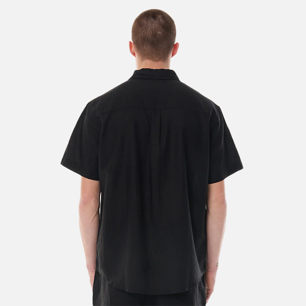 Huffer Mens Lin-In Short-Sleeve Shirt - Black