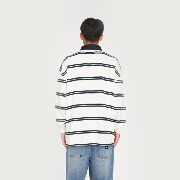 Huffer Stripe Grand Rugby Jersey - Chalk/Navy Blue