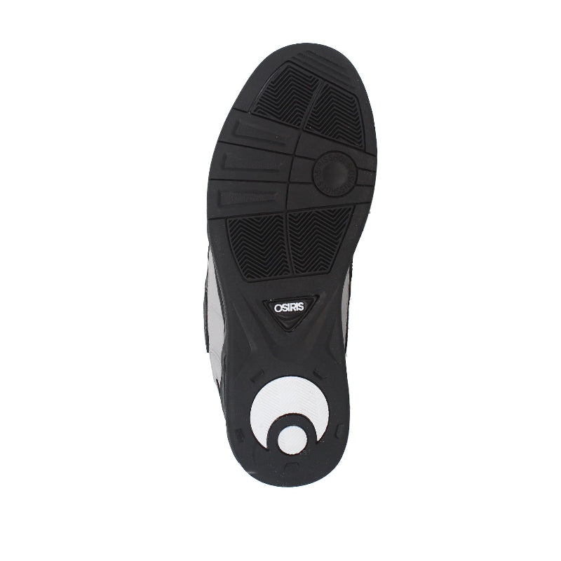 Black shoe sole with Osiris logo on a white background