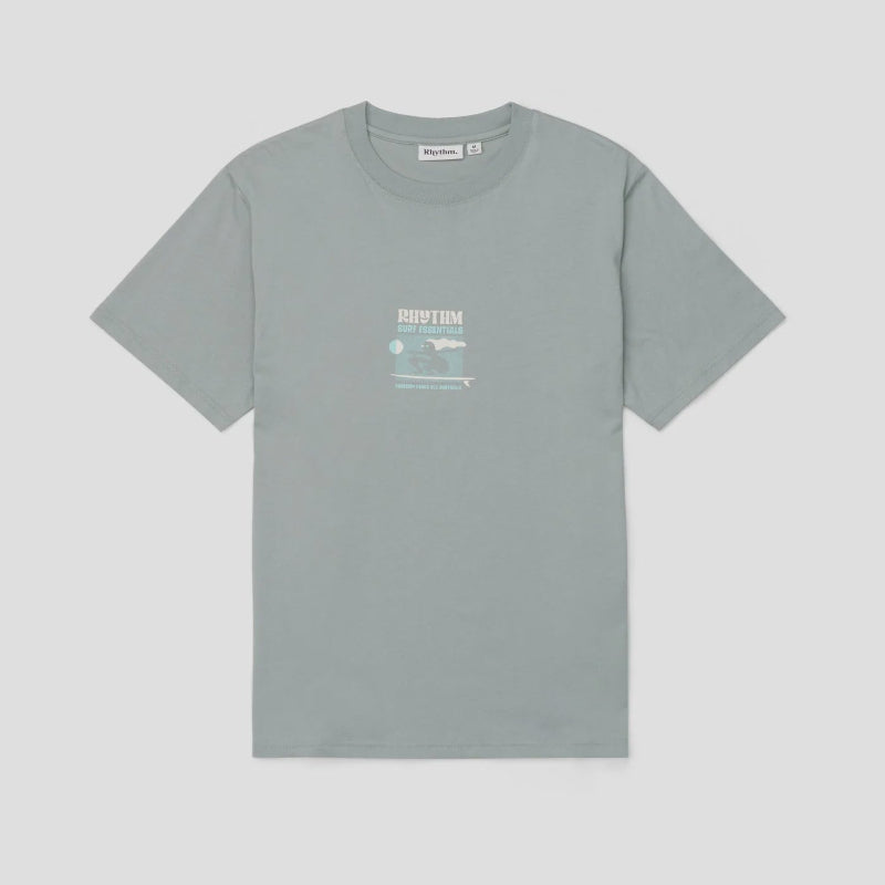 Gray t-shirt with text and graphics on a light gray background
