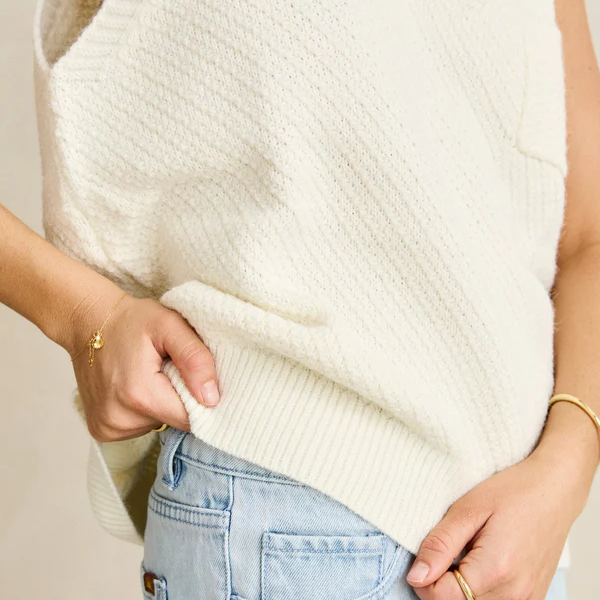 Rhythm Archer Knit Vest - Vintage White