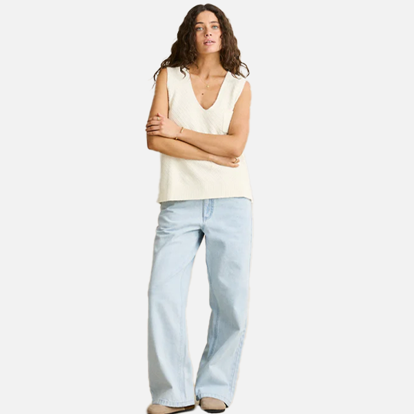 Rhythm Archer Knit Vest - Vintage White