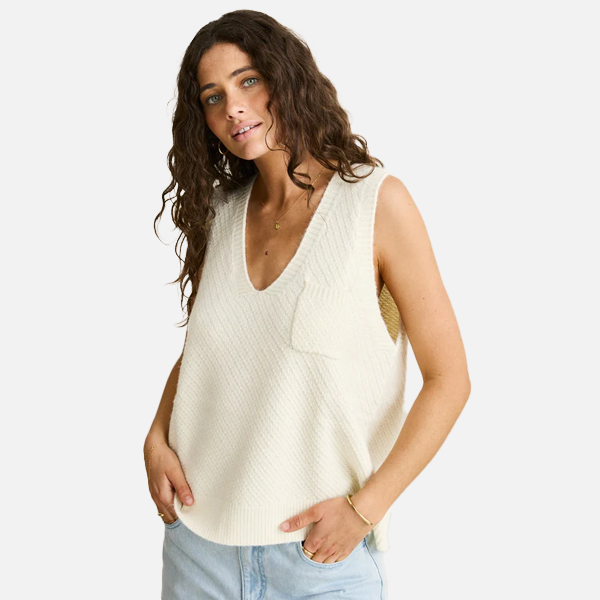 Rhythm Archer Knit Vest - Vintage White