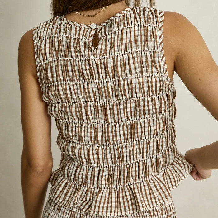 Rhythm Capri Check Top - Brown