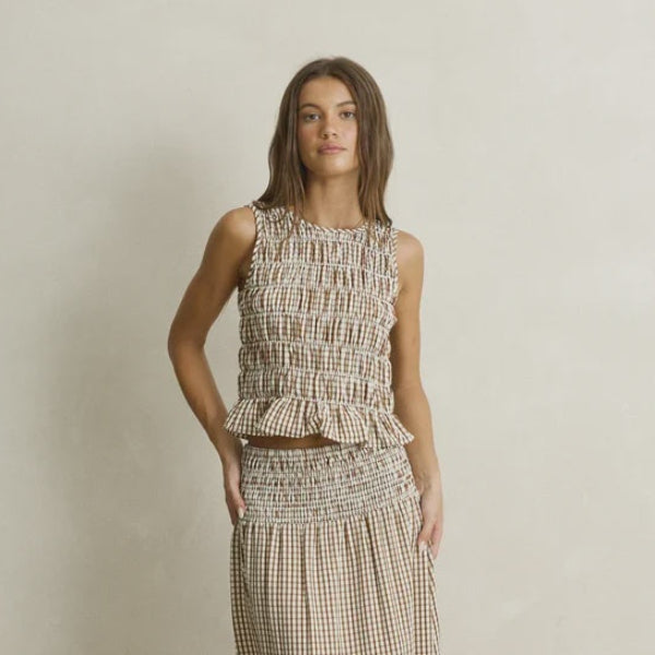 Rhythm Capri Check Top - Brown
