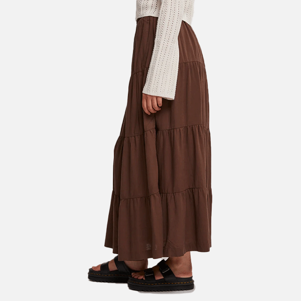 Rhythm Classic Tiered Maxi Skirt - Chocolate