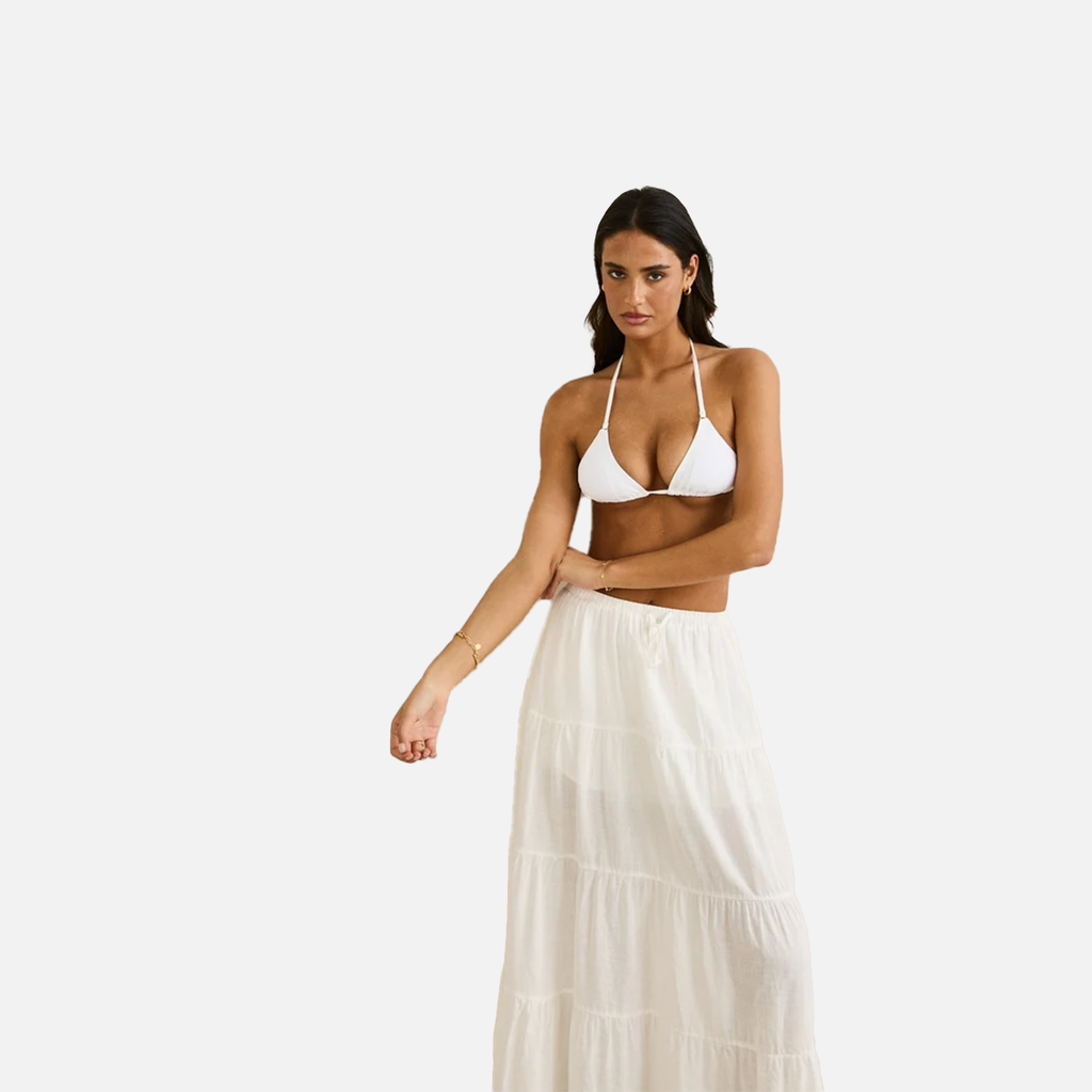 Rhythm Classic Tiered Maxi Skirt - White