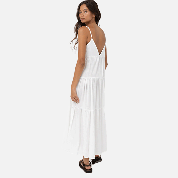 Rhythm Classic Tiered Midi Dress - White