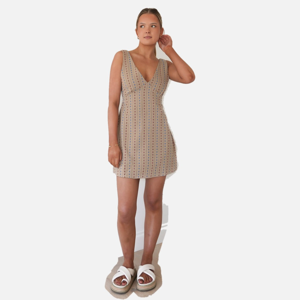 Rhythm Daisy Floral Mini Dress - Sand - view 2 | Propaganda Streetwear & Skate