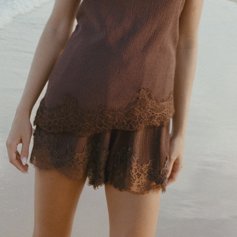 Rhythm Dreamer Lace Short - Chocolate