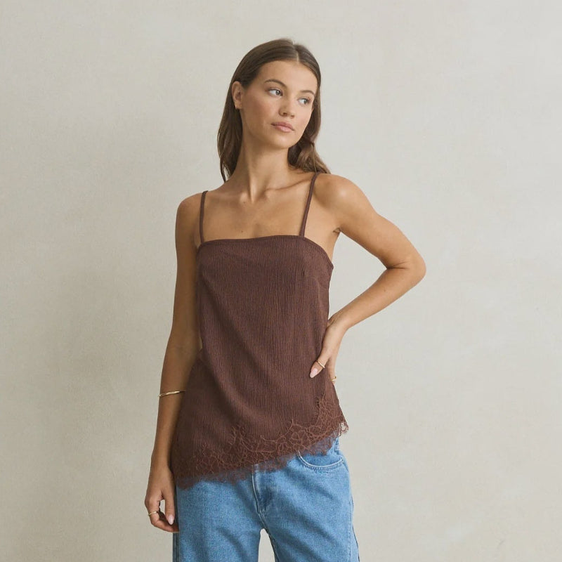 Rhythm Dreamer Lace Top - Chocolate