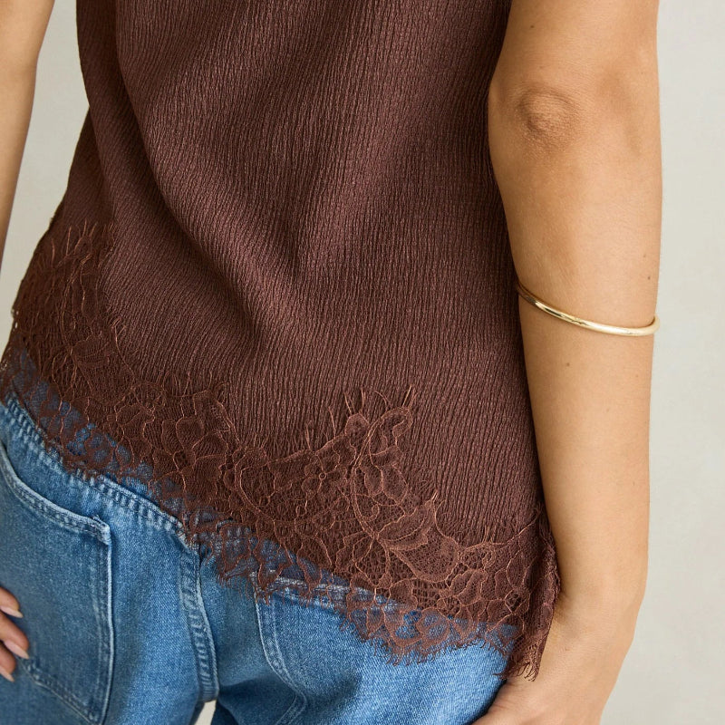 Rhythm Dreamer Lace Top - Chocolate