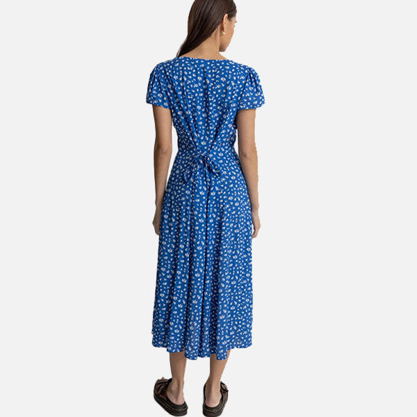 Rhythm Elodie Floral Cap Sleeve Midi Dress - Blue