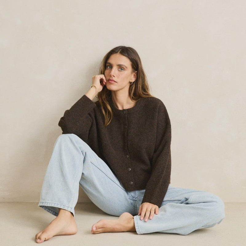 Rhythm Estelle Fluffy Cardigan - Chocolate