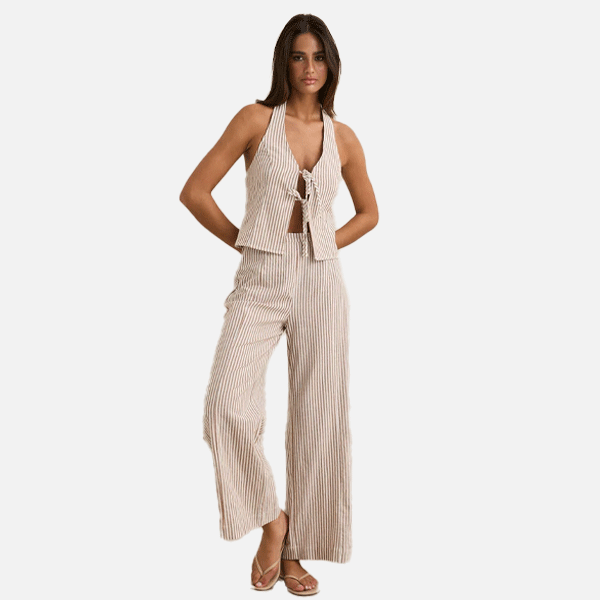 Rhythm Louise Wide Leg Pant - Tan