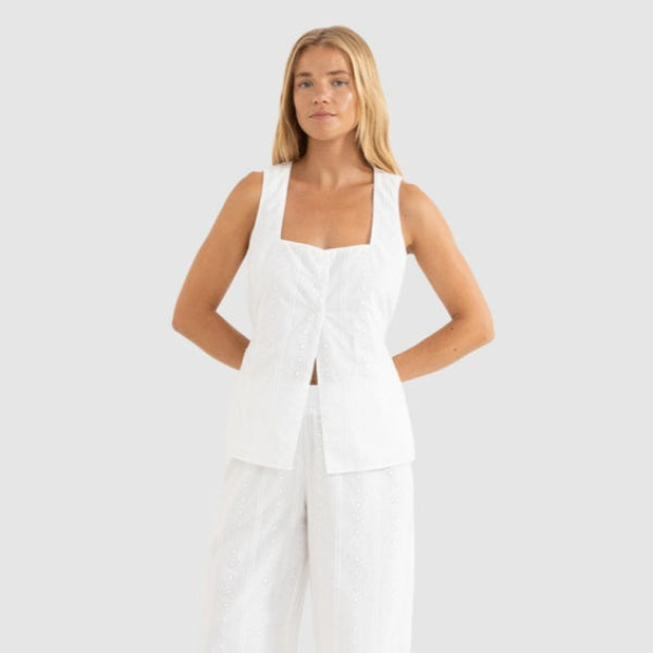 Rhythm Niko Long Vest - White