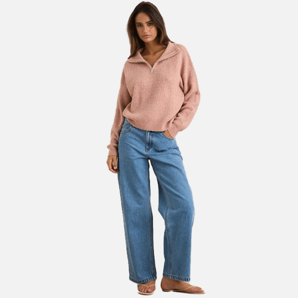 Rhythm Quinn Zip Knit - Pink