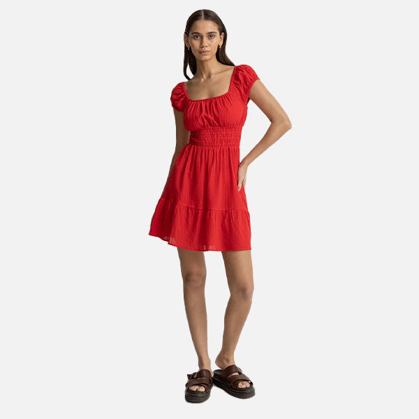 Rhythm Raya Cap Sleeve Mini Dress - Red Sand