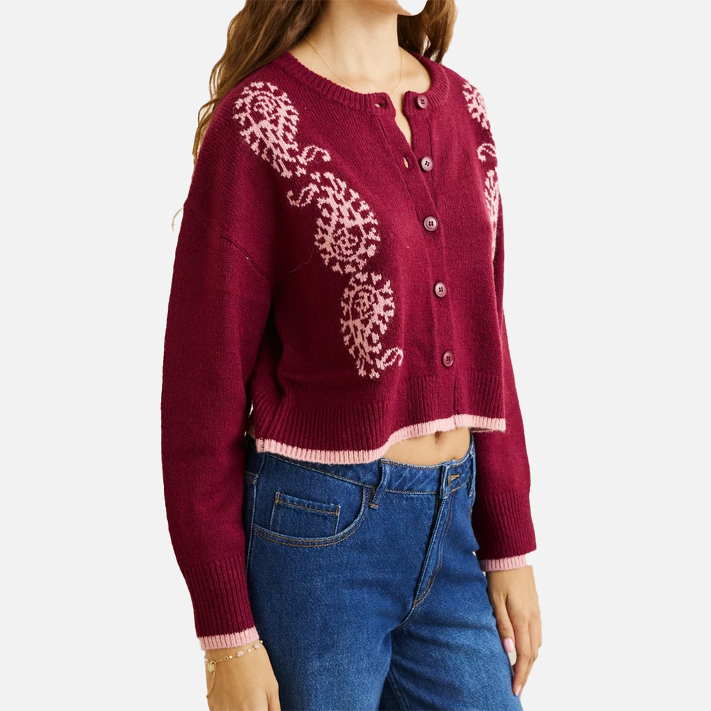 Rhythm Sandy Crop Cardigan - Plum
