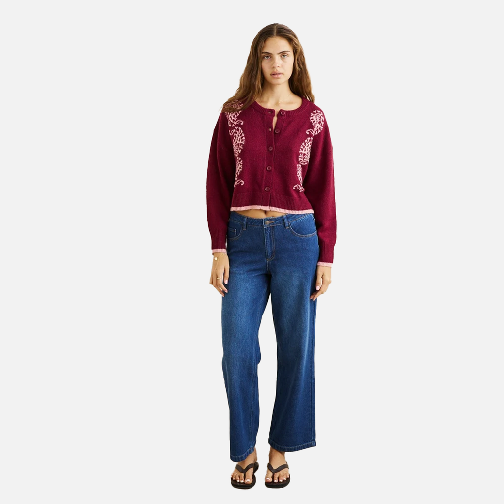 Rhythm Sandy Crop Cardigan - Plum