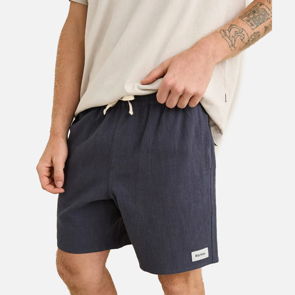 Rhythm Textured Linen Jam Short - Navy